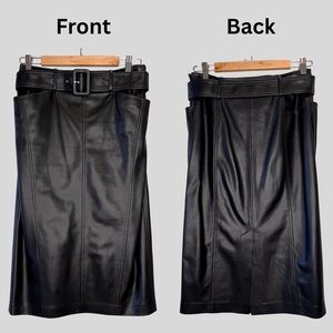 Theory Black Leather Pencil Skirt